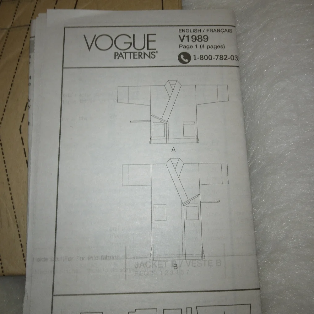 VOGUE V1989 Sz XS-XXL Misses' Kimono Style Jacket In 2 Lengths By Marcy Tilton